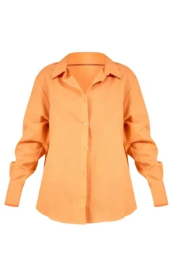 Orange Linen Look Oversized Shirt