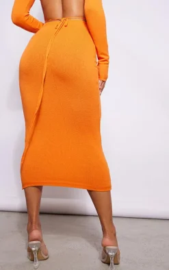 Orange Maxi Knitted Skirt