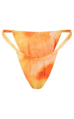 Orange Ombre Flower Print Halterneck Bikini Top