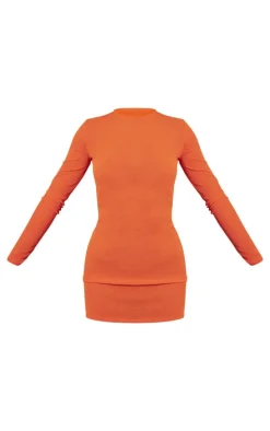 Orange Onion Skin Long Sleeve Shift Dress