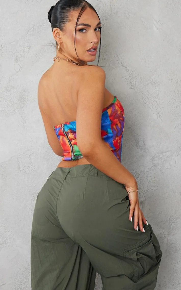 Orange Printed Boned Corset