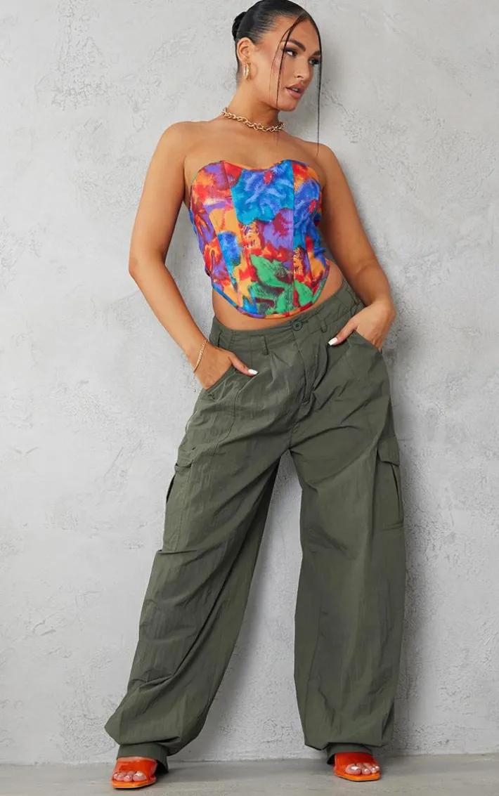 Orange Printed Boned Corset