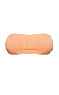 Orange Rib Bandeau Bikini Top