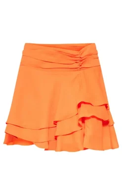Orange Ruffle Hem Mini Skirt
