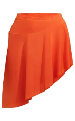 Orange Slinky Asymmetrical Micro Mini Skirt