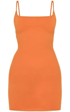 Orange Strappy Snatched Sculpt Bodycon Dress