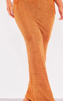Orange Textured Fishtail Beach Maxi Skirt