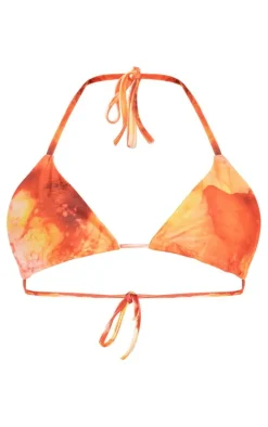 Orange Tie Dye Triangle Bikini Top