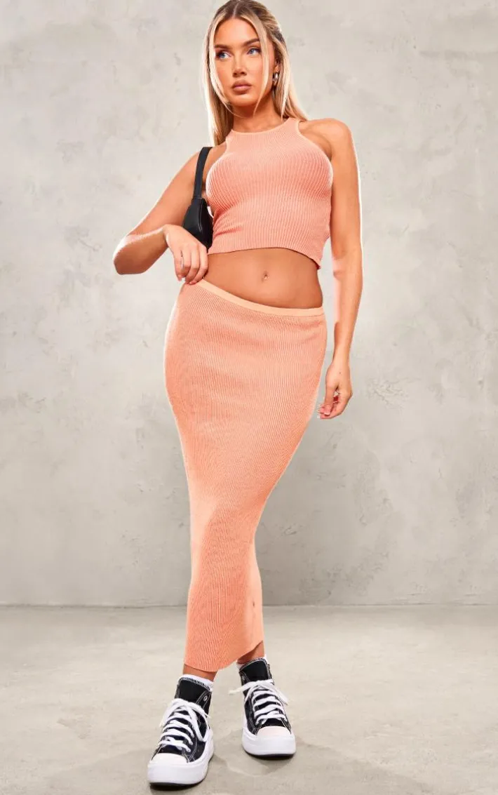 Orange Two Tone Maxi Skirt