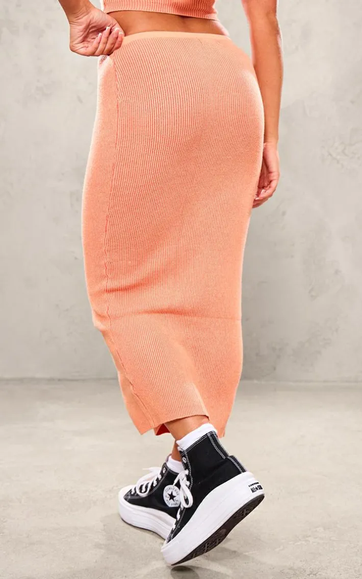 Orange Two Tone Maxi Skirt