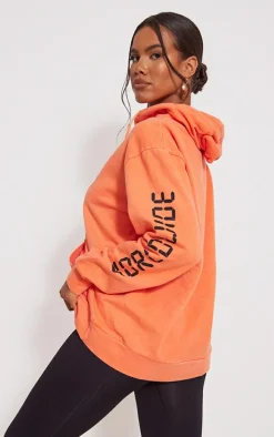 Orange Worldwide Graphic Oversized Hoodie