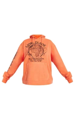 Orange Worldwide Graphic Oversized Hoodie