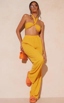 Orange Woven Halterneck Bandeau Top