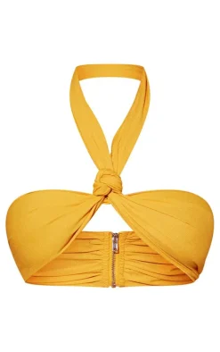 Orange Woven Halterneck Bandeau Top