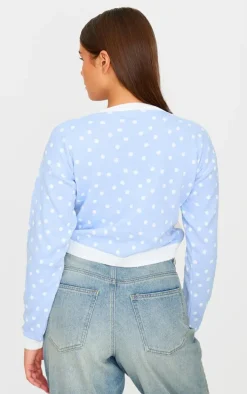 Pale Blue Apres Ski Cropped Christmas Sweater