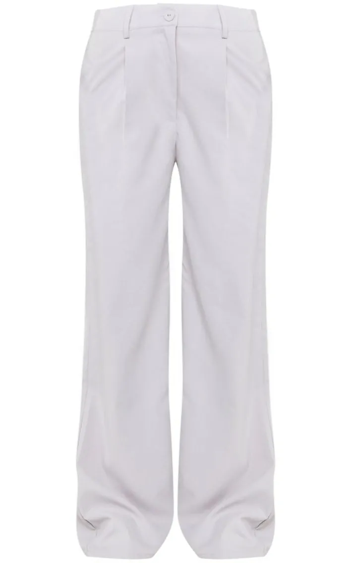 Pale Grey Peach Skin Straight Leg Pants
