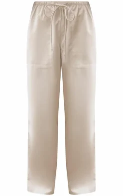 Pale Grey Woven Drawstring Waist Low Rise Relaxed Pants