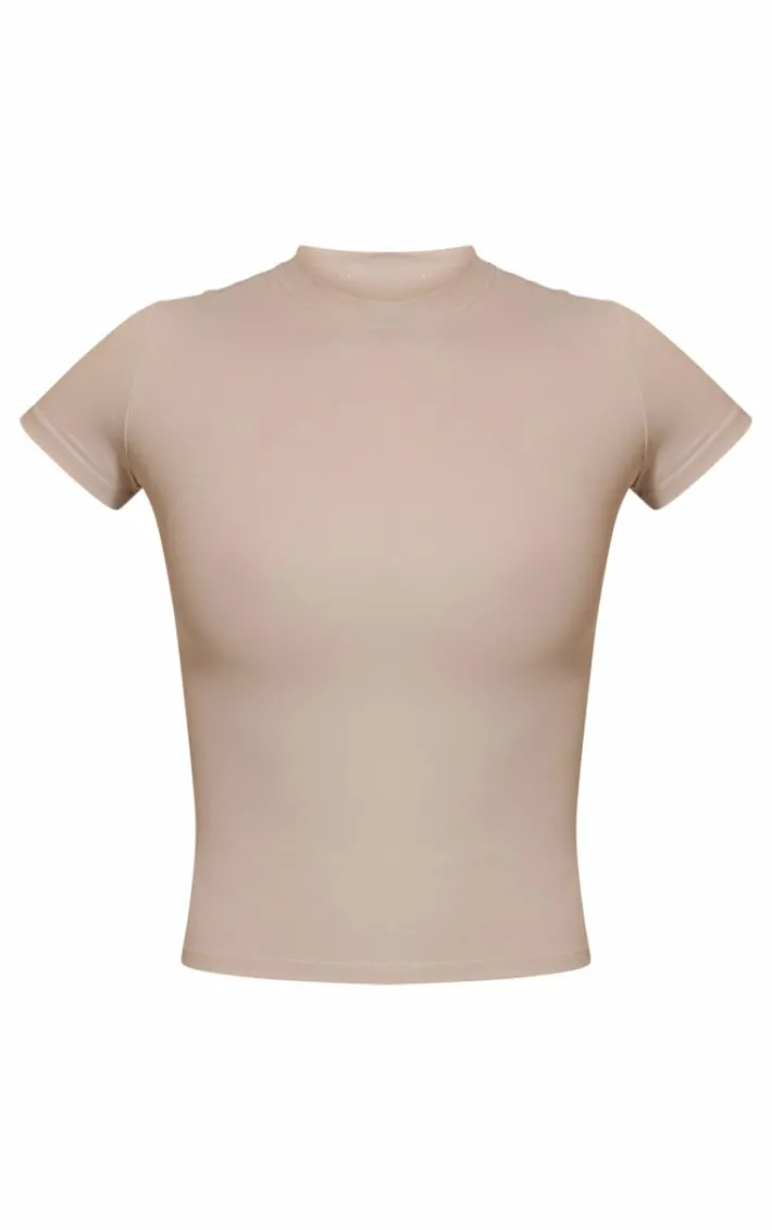 Pale Khaki Snatched Sculpt Short Sleeve T Shirt