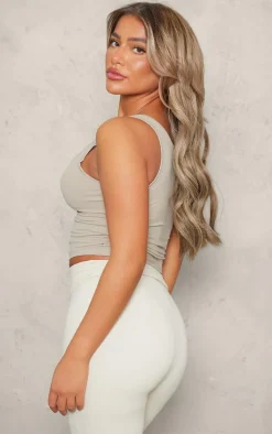 Pale Khaki Snatched Sculpt Scoop Vest
