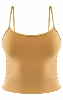 Pale Khaki Snatched Sculpt Strappy Crop Top