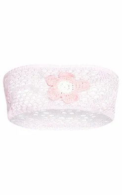 Pale Pink Open Crochet Floral Applique Bandeau