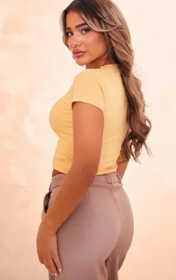 Pastel Orange Lobster Printed Fitted T Shirt