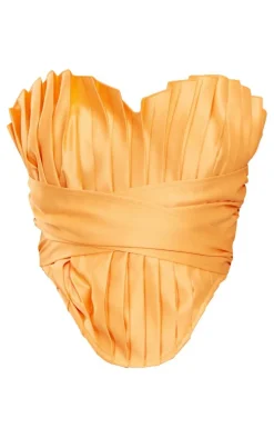Pastel Orange Pleated Drape Front Corset