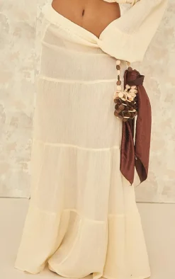 Pastel Yellow Cheesecloth Floaty Tiered Maxi Skirt