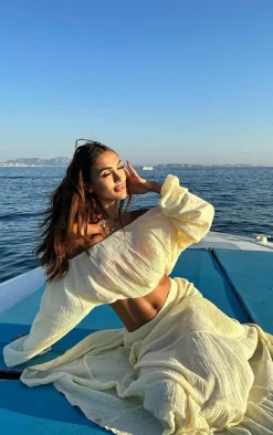 Pastel Yellow Cheesecloth Floaty Tiered Maxi Skirt