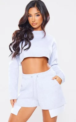 Petite Ash Grey Cropped Sweater