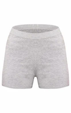 Petite Ash Grey Fine Knit Hot Pants