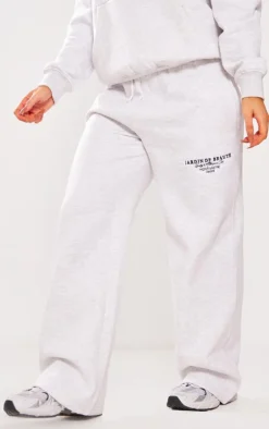 Petite Ash Grey Graphic Detail Oversized Sweatpants