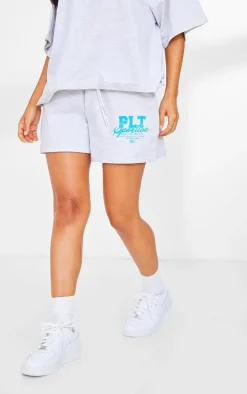 Petite Ash Grey Graphic Runner Shorts