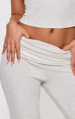 Petite Ash Grey Jersey Foldover Flared Pants