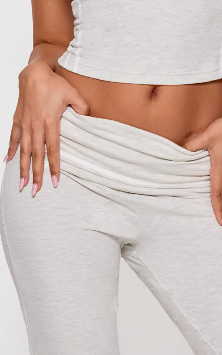 Petite Ash Grey Jersey Foldover Flared Pants