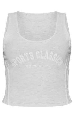 Petite Ash Grey Jersey Graphic Tank Top