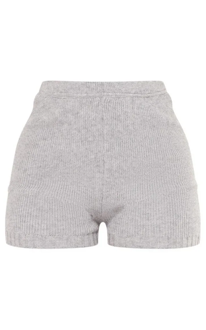 Petite Ash Grey Knitted Mini Shorts