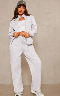 Petite Ash Grey Seam Detail Zip Through Track Top