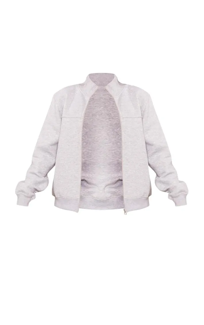 Petite Ash Grey Seam Detail Zip Through Track Top