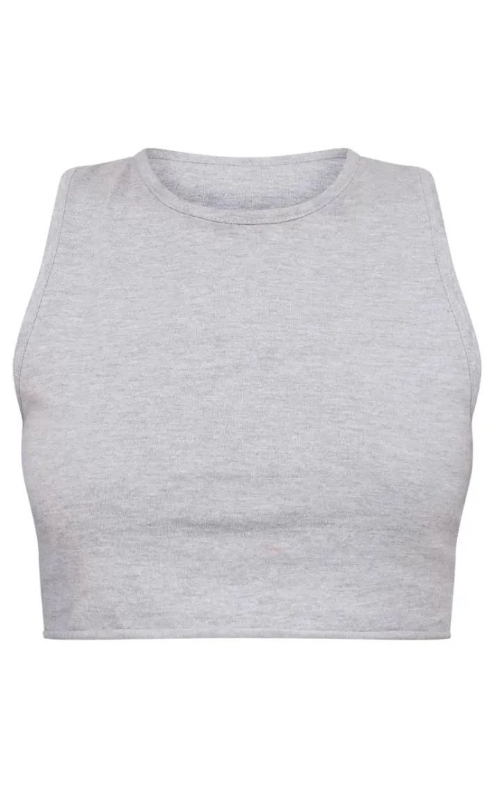 Petite Ash Grey Sleeveless Raw Edge Tank Top