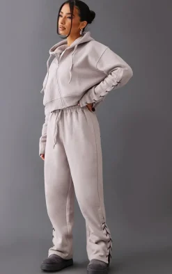 Petite Ash Grey Tie Side Detail Sweatpants