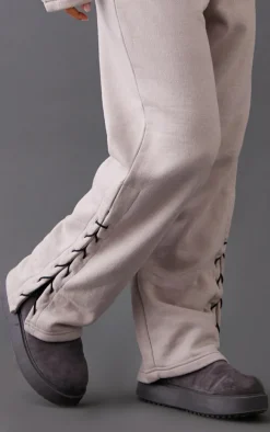 Petite Ash Grey Tie Side Detail Sweatpants