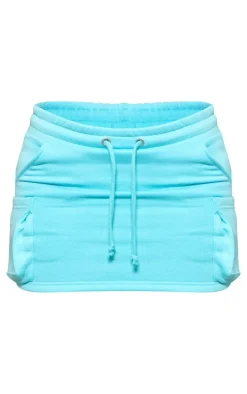 Petite Baby Blue Sweat Pocket Skirt