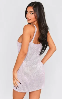 Petite Baby Pink Chainmail Mini Dress