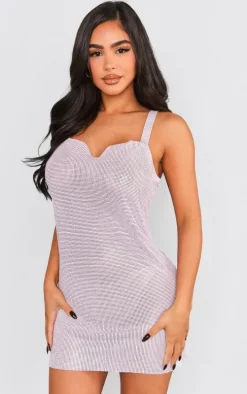 Petite Baby Pink Chainmail Mini Dress