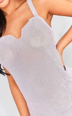 Petite Baby Pink Chainmail Mini Dress