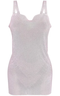 Petite Baby Pink Chainmail Mini Dress