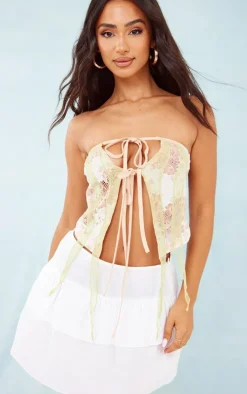 Petite Baby Pink Contrast Tie Front Crop Top