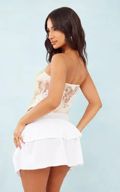 Petite Baby Pink Contrast Tie Front Crop Top