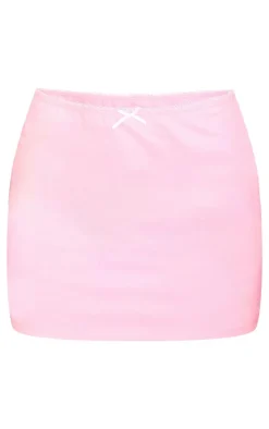 Petite Baby Pink Fitted Mini Skirt With Trim Detail